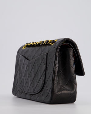 *EXCELLENT VINTAGE* Chanel Vintage Black Small Classic Double Flap Bag in Lambskin Leather with 24k Gold Hardware