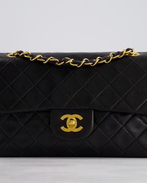*EXCELLENT VINTAGE* Chanel Vintage Black Small Classic Double Flap Bag in Lambskin Leather with 24k Gold Hardware