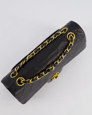 *EXCELLENT VINTAGE* Chanel Vintage Black Small Classic Double Flap Bag in Lambskin Leather with 24k Gold Hardware