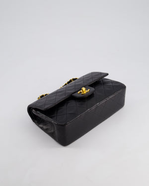*EXCELLENT VINTAGE* Chanel Vintage Black Small Classic Double Flap Bag in Lambskin Leather with 24k Gold Hardware