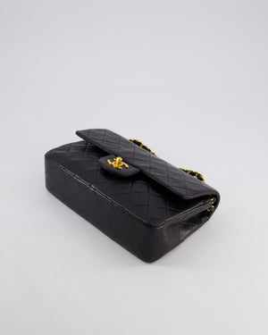 *EXCELLENT VINTAGE* Chanel Vintage Black Small Classic Double Flap Bag in Lambskin Leather with 24k Gold Hardware