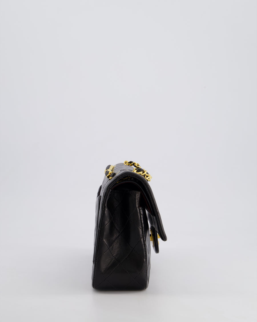 *EXCELLENT VINTAGE* Chanel Vintage Black Small Classic Double Flap Bag in Lambskin Leather with 24k Gold Hardware