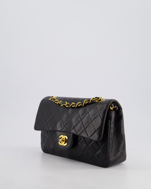 *EXCELLENT VINTAGE* Chanel Vintage Black Small Classic Double Flap Bag in Lambskin Leather with 24k Gold Hardware