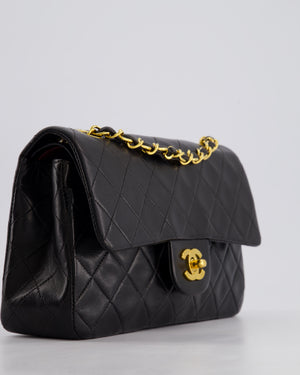 *EXCELLENT VINTAGE* Chanel Vintage Black Small Classic Double Flap Bag in Lambskin Leather with 24k Gold Hardware