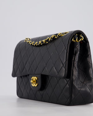 *AMAZING CONDITION* Chanel Black Vintage Classic Medium Double Flap Bag in Lambskin Leather with 24K Gold Hardware