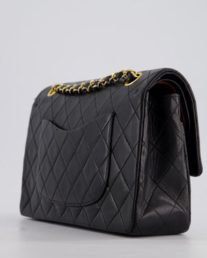 *AMAZING CONDITION* Chanel Black Vintage Classic Medium Double Flap Bag in Lambskin Leather with 24K Gold Hardware