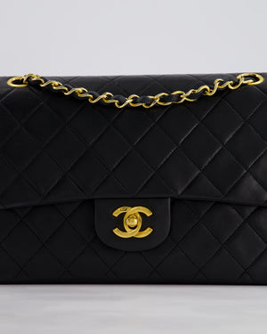 *AMAZING CONDITION* Chanel Black Vintage Classic Medium Double Flap Bag in Lambskin Leather with 24K Gold Hardware