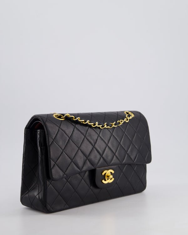 *AMAZING CONDITION* Chanel Black Vintage Classic Medium Double Flap Bag in Lambskin Leather with 24K Gold Hardware