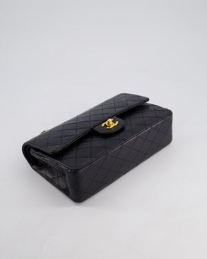 *AMAZING CONDITION* Chanel Black Vintage Classic Medium Double Flap Bag in Lambskin Leather with 24K Gold Hardware