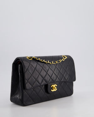*AMAZING CONDITION* Chanel Black Vintage Classic Medium Double Flap Bag in Lambskin Leather with 24K Gold Hardware