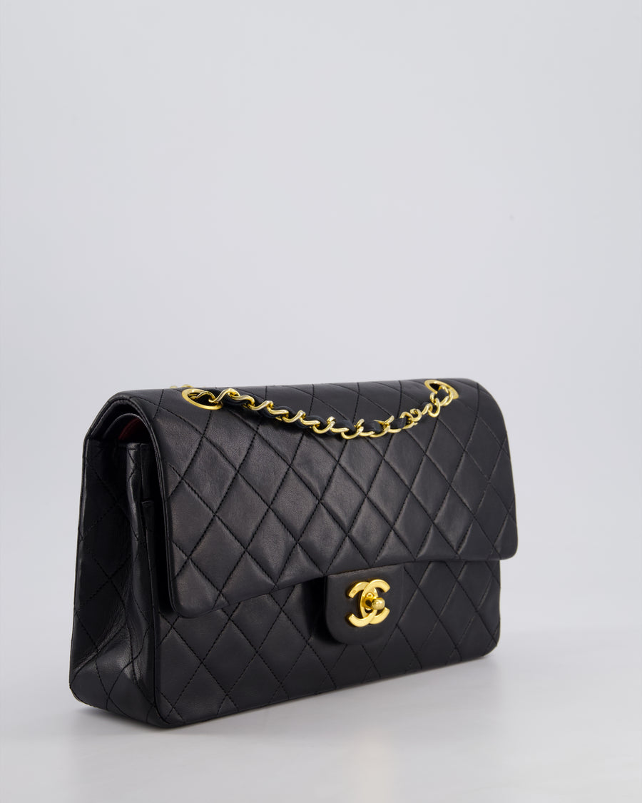 *AMAZING CONDITION* Chanel Black Vintage Classic Medium Double Flap Bag in Lambskin Leather with 24K Gold Hardware