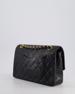 *AMAZING CONDITION* Chanel Black Vintage Classic Medium Double Flap Bag in Lambskin Leather with 24K Gold Hardware
