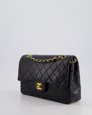 *AMAZING CONDITION* Chanel Black Vintage Classic Medium Double Flap Bag in Lambskin Leather with 24K Gold Hardware