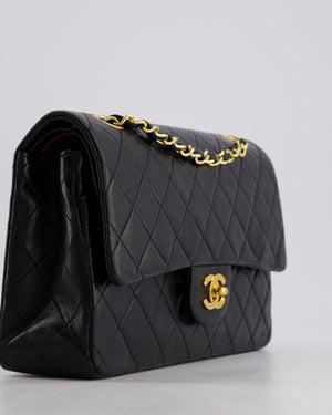 *AMAZING CONDITION* Chanel Black Vintage Classic Medium Double Flap Bag in Lambskin Leather with 24K Gold Hardware