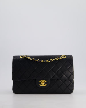 *AMAZING CONDITION* Chanel Black Vintage Classic Medium Double Flap Bag in Lambskin Leather with 24K Gold Hardware