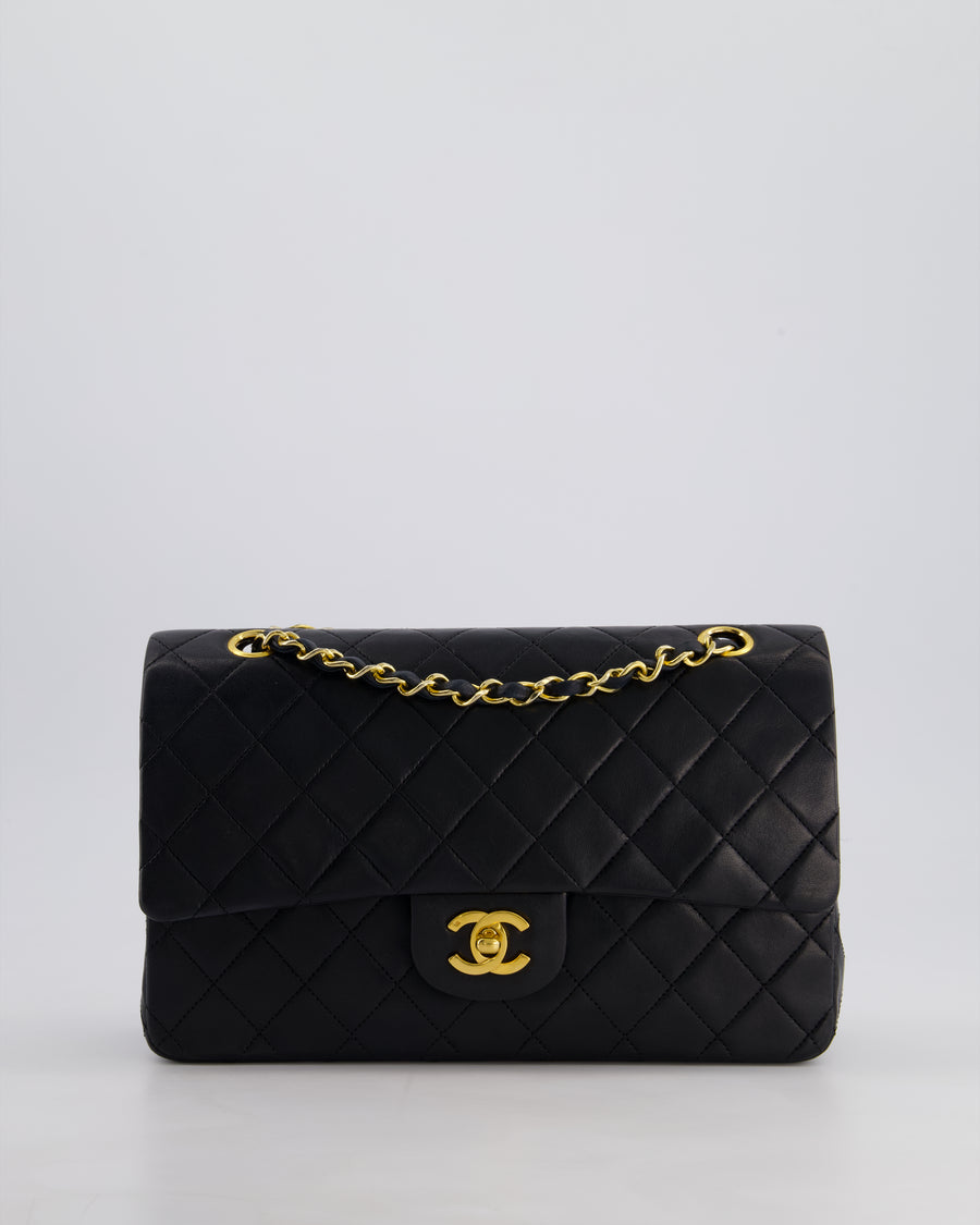 *AMAZING CONDITION* Chanel Black Vintage Classic Medium Double Flap Bag in Lambskin Leather with 24K Gold Hardware