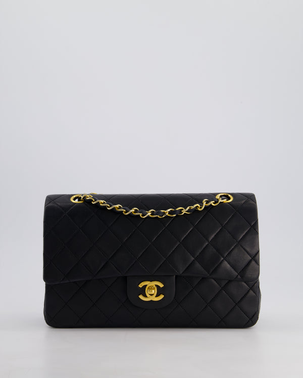 *AMAZING CONDITION* Chanel Black Vintage Classic Medium Double Flap Bag in Lambskin Leather with 24K Gold Hardware