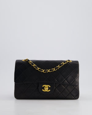 *PERFECT VINTAGE* Chanel Vintage Black Small Classic Double Flap Bag in Lambskin Leather with 24k Gold Hardware