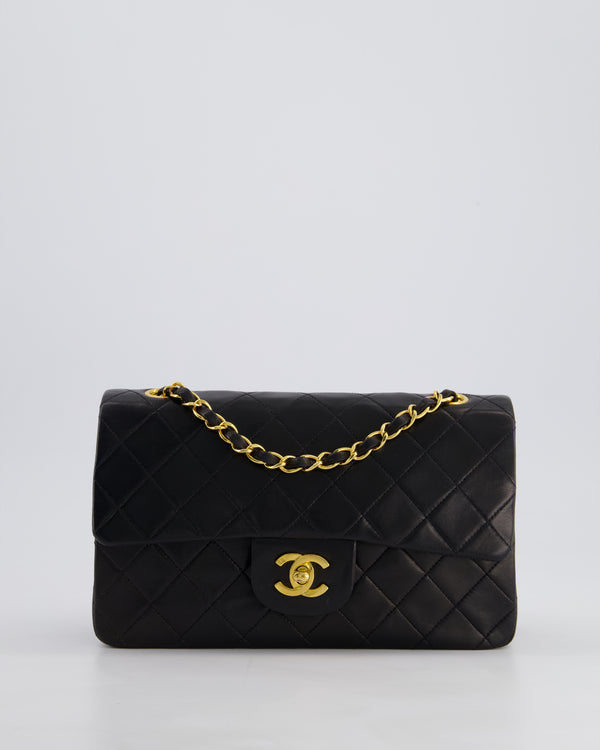 *PERFECT VINTAGE* Chanel Vintage Black Small Classic Double Flap Bag in Lambskin Leather with 24k Gold Hardware