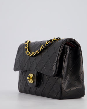 *PERFECT VINTAGE* Chanel Vintage Black Small Classic Double Flap Bag in Lambskin Leather with 24k Gold Hardware