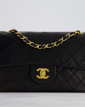 *PERFECT VINTAGE* Chanel Vintage Black Small Classic Double Flap Bag in Lambskin Leather with 24k Gold Hardware