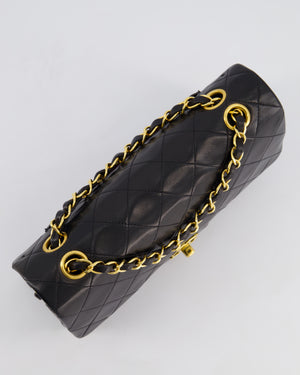 *PERFECT VINTAGE* Chanel Vintage Black Small Classic Double Flap Bag in Lambskin Leather with 24k Gold Hardware