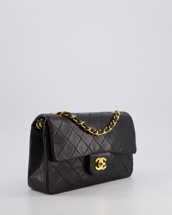 *PERFECT VINTAGE* Chanel Vintage Black Small Classic Double Flap Bag in Lambskin Leather with 24k Gold Hardware