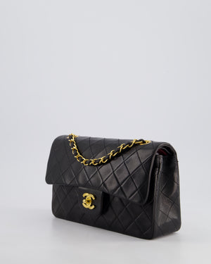 *PERFECT VINTAGE* Chanel Vintage Black Small Classic Double Flap Bag in Lambskin Leather with 24k Gold Hardware