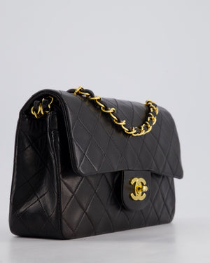 *PERFECT VINTAGE* Chanel Vintage Black Small Classic Double Flap Bag in Lambskin Leather with 24k Gold Hardware