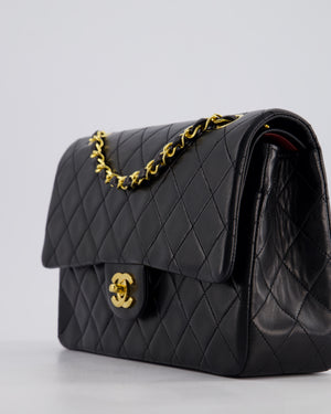 *PERFECT VINTAGE* Chanel Vintage Black Medium Classic Double Flap Bag in Lambskin Leather with 24k Gold Hardware