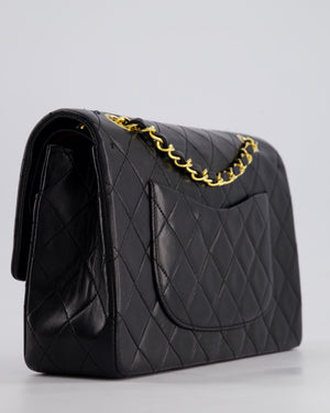 *PERFECT VINTAGE* Chanel Vintage Black Medium Classic Double Flap Bag in Lambskin Leather with 24k Gold Hardware