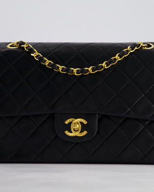 *PERFECT VINTAGE* Chanel Vintage Black Medium Classic Double Flap Bag in Lambskin Leather with 24k Gold Hardware