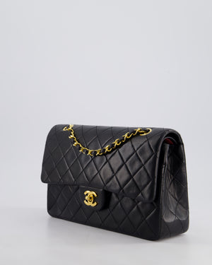 *PERFECT VINTAGE* Chanel Vintage Black Medium Classic Double Flap Bag in Lambskin Leather with 24k Gold Hardware