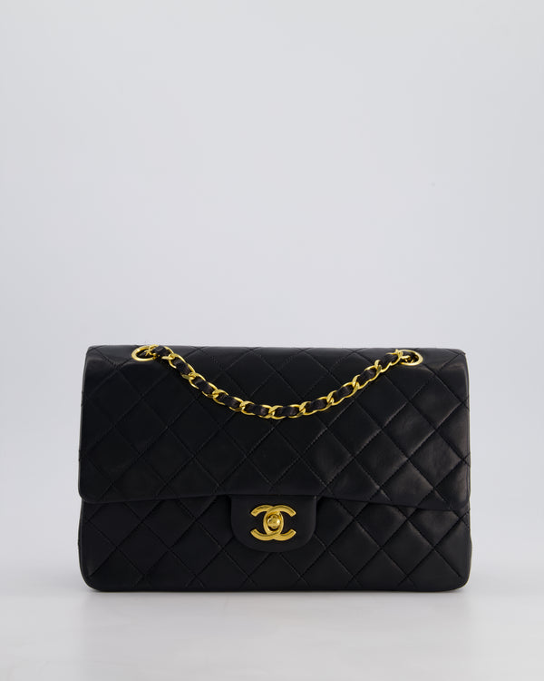 *PERFECT VINTAGE* Chanel Vintage Black Medium Classic Double Flap Bag in Lambskin Leather with 24k Gold Hardware