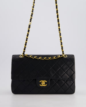 *PERFECT VINTAGE* Chanel Vintage Black Medium Classic Double Flap Bag in Lambskin Leather with 24k Gold Hardware