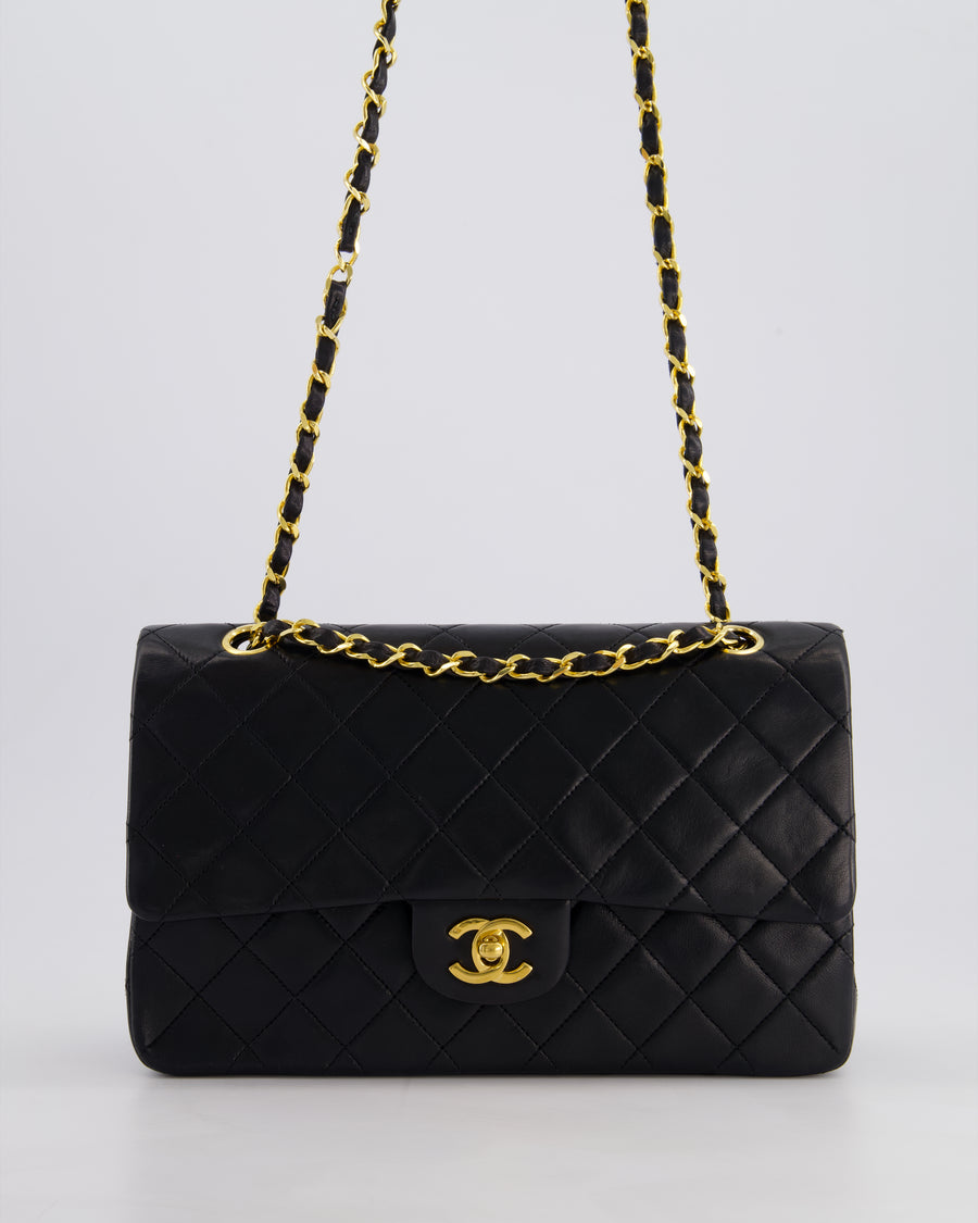 *PERFECT VINTAGE* Chanel Vintage Black Medium Classic Double Flap Bag in Lambskin Leather with 24k Gold Hardware