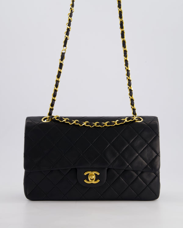 *PERFECT VINTAGE* Chanel Vintage Black Medium Classic Double Flap Bag in Lambskin Leather with 24k Gold Hardware