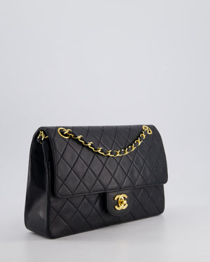 *PERFECT VINTAGE* Chanel Vintage Black Medium Classic Double Flap Bag in Lambskin Leather with 24k Gold Hardware