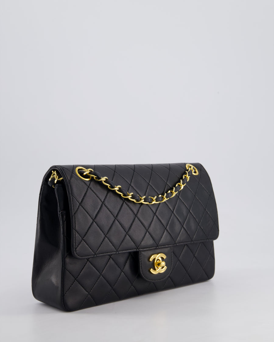 *PERFECT VINTAGE* Chanel Vintage Black Medium Classic Double Flap Bag in Lambskin Leather with 24k Gold Hardware