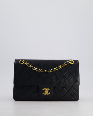 *PERFECT VINTAGE* Chanel Vintage Black Medium Classic Double Flap Bag in Lambskin Leather with 24k Gold Hardware