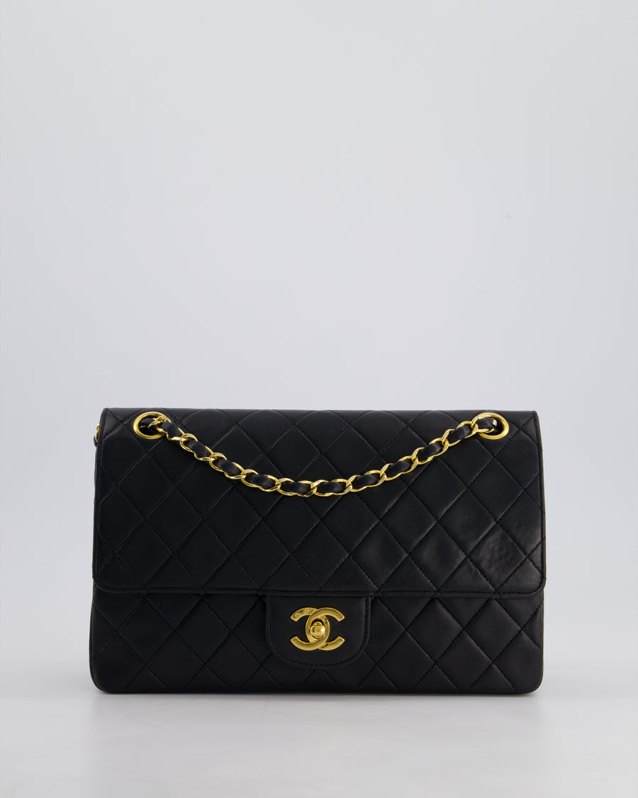 *PERFECT VINTAGE* Chanel Vintage Black Medium Classic Double Flap Bag in Lambskin Leather with 24k Gold Hardware
