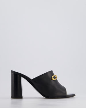 Hermès Black Camilla Mules with Gold Buckle Detail Size EU 39