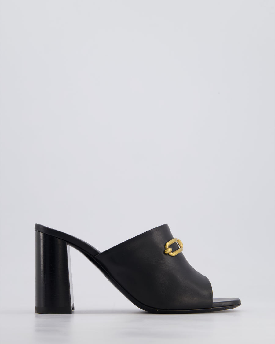Hermès Black Camilla Mules with Gold Buckle Detail Size EU 39