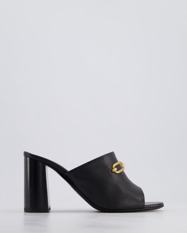 Hermès Black Camilla Mules with Gold Buckle Detail Size EU 39