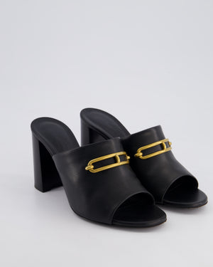 Hermès Black Camilla Mules with Gold Buckle Detail Size EU 39