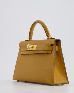 *HOT* Hermès Mini Kelly II 20cm Bag In Caramel and Cacao Chèvre Mysore Leather with Gold Hardware