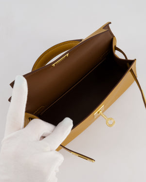 *HOT* Hermès Mini Kelly II 20cm Bag In Caramel and Cacao Chèvre Mysore Leather with Gold Hardware