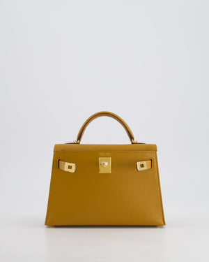 *HOT* Hermès Mini Kelly II 20cm Bag In Caramel and Cacao Chèvre Mysore Leather with Gold Hardware