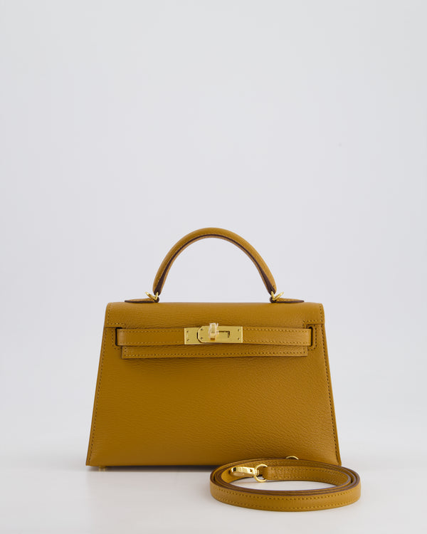 *HOT* Hermès Mini Kelly II 20cm Bag In Caramel and Cacao Chèvre Mysore Leather with Gold Hardware