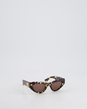Bottega Veneta Cat-Eye Tortoise Shell Frame Sunglasses With Black Lens